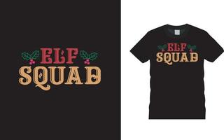 elf squad kerst t shirt ontwerp, kleding, vectorillustratie, grafisch sjabloon, print on demand, textielstoffen, retro stijl, typografie, vintage, christmas tee vector