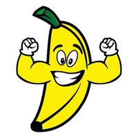 lachende banaan stripfiguur. vectorillustratie geïsoleerd op een witte achtergrond vector