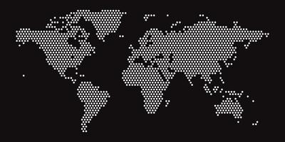 wereldkaart op zwarte achtergrond. wereldkaartsjabloon met continenten, Noord- en Zuid-Amerika, Europa en Azië, Afrika en Australië vector