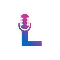 letter l podcast record-logo. alfabet met microfoon pictogram vectorillustratie vector