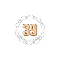 39 jaar verjaardag viering vector badge. de gelukkige verjaardagsgroet viert de illustratie van het sjabloonontwerp