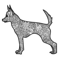 dierensymbool van de oostelijke horoscoophond met sierlijke patronen, meditatieve dierlijke kleurplaat vector