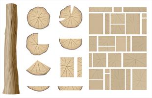 Set van verschillende delen van hout vector