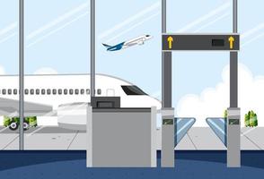 lege luchthaven instappoort met uitzicht op vliegtuig vector