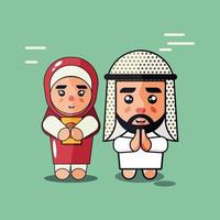 moslim paar cartoon vectorillustratie vector