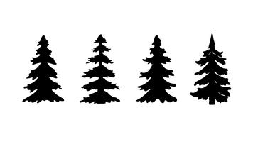 Set van silhouet dennenboom of kerstboom. Vector illustratie.