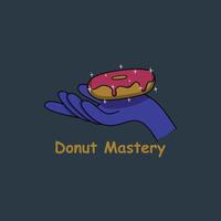 een logo van een meester op het gebied van het maken van donuts, met een aura van magie als een tovenaar, kan worden gebruikt voor verschillende behoeften en bedrijven op het gebied van voedsel, verpakkingen en voedselverpakkingen. vector