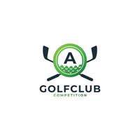 golfsport-logo. letter a voor golf logo vector ontwerpsjabloon. eps10 vector