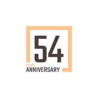 54-jarig jubileumfeest vector met vierkante vorm. de gelukkige verjaardagsgroet viert de illustratie van het sjabloonontwerp