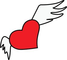vliegend hart met vleugels. symbool van liefde. vector illustratie