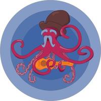 het personage octopus speelt gitaar en zingt. vectorillustratie. vector