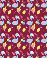 Pittige pastel flamingo en fruit vector