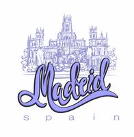 Reizen. reis naar Spanje. Stad van Madrid. Schetsen. Cybele Palace en fontein op de Plaza Cibeles in Madrid, Spanje ... Ontwerpconcept voor de toeristenindustrie. Vector illustratie.