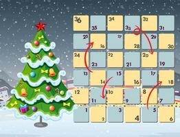 spelsjabloon slang en ladders met kerstthema vector