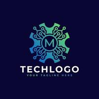 technologie eerste letter m logo-ontwerpelement sjabloon. vector