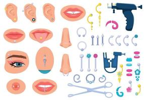 piercing plat pictogrammen collectie vector