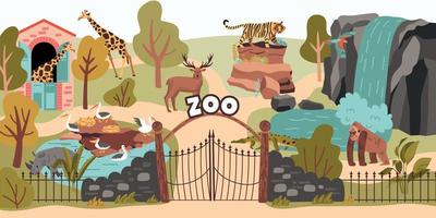 dierentuin vlakke afbeelding vector