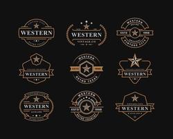 set vintage retro badge voor westers land embleem texas logo ontwerpsjabloon element vector