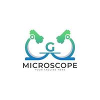 laboratorium logo. eerste letter g Microscoop logo-ontwerpelement sjabloon. vector