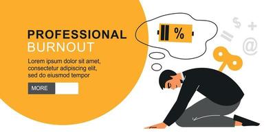 professionele burn-out horizontale banner vector