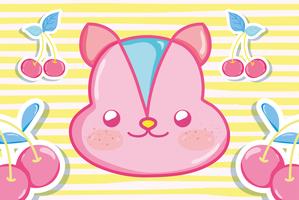 Punchy pastel eekhoorn en kersen vector