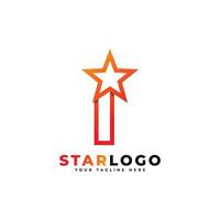 letter i star-logo lineaire stijl, oranje kleur. bruikbaar voor winnaar, award en premium logo's. vector
