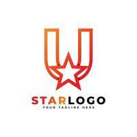 letter u star-logo lineaire stijl, oranje kleur. bruikbaar voor winnaar, award en premium logo's. vector