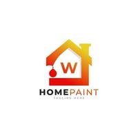 beginletter w huis verf onroerend goed logo ontwerp inspiratie vector