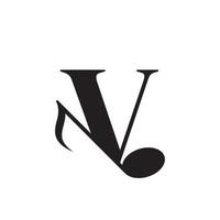 letter v met muziek keynote logo ontwerpelement. bruikbaar voor bedrijfs-, musical-, entertainment-, platen- en orkestlogo's vector