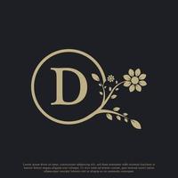 circulaire letter d monogram luxe logo sjabloon bloeit. geschikt voor natuurlijke, eco-, sieraden-, mode-, persoonlijke of zakelijke branding. vector
