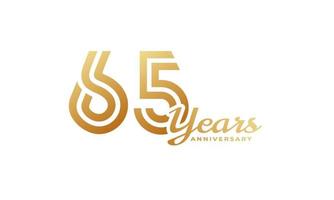 65-jarig jubileumfeest met handschrift gouden kleur voor feestgebeurtenis, bruiloft, wenskaart en uitnodiging geïsoleerd op een witte achtergrond vector