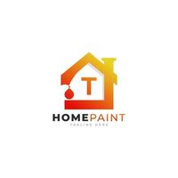 beginletter t huis verf onroerend goed logo ontwerp inspiratie vector