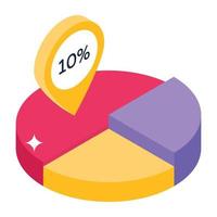 cirkeldiagram in isometrisch pictogram vector