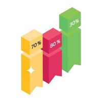 kolomdiagram isometrisch pictogram vector