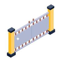 moderne omheining in isometrisch bewerkbaar pictogram vector