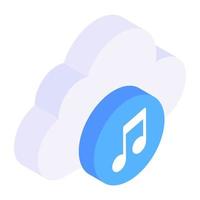 trendy isometrisch icoon van cloudmuziek vector