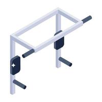 smith machine icoon van isometrische stijl, gym oefening tool vector