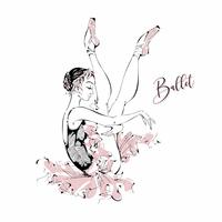 Jonge ballerina. Danser. Ballet. Graphics. Vector illustratie.