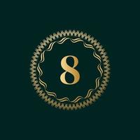 embleem nummer 8 weven cirkel monogram sierlijke sjabloon. eenvoudig logo-ontwerp voor luxe embleem, royalty, visitekaartje, boetiek, hotel, heraldisch. kalligrafische vintage rand. vector illustratie