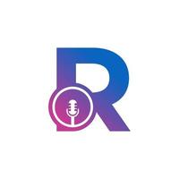 letter r podcast record logo. alfabet met microfoon pictogram vectorillustratie vector