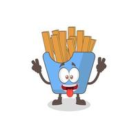 illustratie vectorafbeelding van schattige mascotte frietjes, geschikt ontwerp voor junk food of fastfood mascotte vector