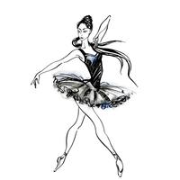 Ballerina. Ballet. Dansend meisje op Pointe-schoenen. Aquarel vectorillustratie.