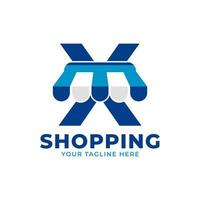 moderne beginletter x winkel en markt logo vectorillustratie. perfect voor e-commerce, verkoop, korting of winkelwebelement vector