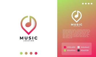 muziekspot en podcast-logo, pin podcast-pictogram logo-ontwerpsjabloonelement vector