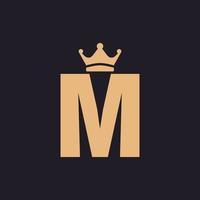 luxe vintage eerste letter m troon met kroon klassieke premium label logo ontwerp inspiratie vector