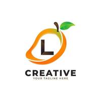 letter l-logo in vers mangofruit met moderne stijl. merk identiteit logo's ontwerpen vector illustratie sjabloon
