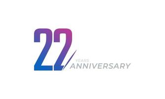22-jarig jubileumfeest vector. de gelukkige verjaardagsgroet viert de illustratie van het sjabloonontwerp vector