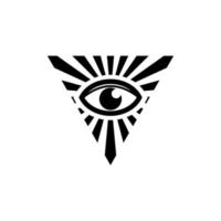 alziend oog symbool. oog van de voorzienigheid. vrijmetselaars symbool. alziend oog in driehoekspiramide. nieuwe wereldorde. heilige geometrie, religie, spiritualiteit, occultisme. geïsoleerde vectorillustratie vector