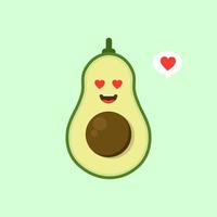 grappige gelukkig schattige gelukkig lachende avocado. vector platte cartoon karakter kawaii illustratie pictogram. geïsoleerd op kleur achtergrond. fruit avocado concept