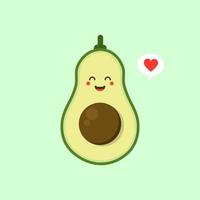 grappige gelukkig schattige gelukkig lachende avocado. vector platte cartoon karakter kawaii illustratie pictogram. geïsoleerd op kleur achtergrond. fruit avocado concept